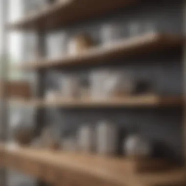 Close-up view of materials used in a shelving unit