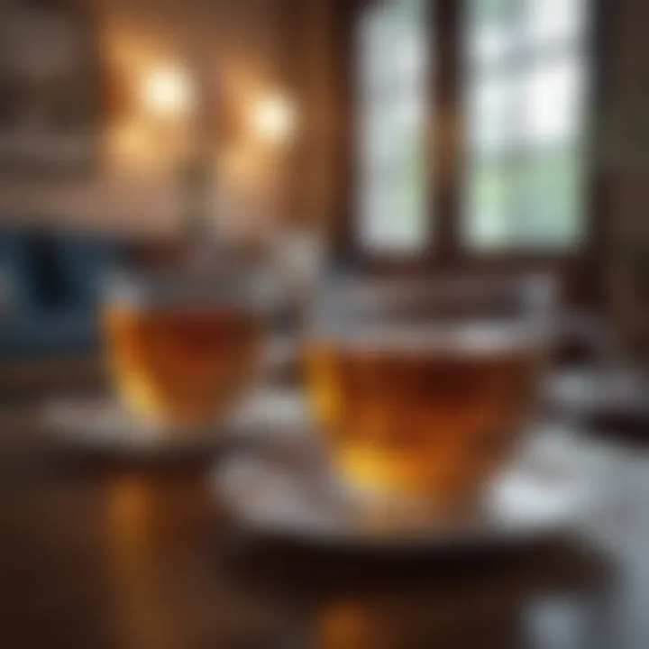 Cultural significance of tea drinking represented through transparent cups