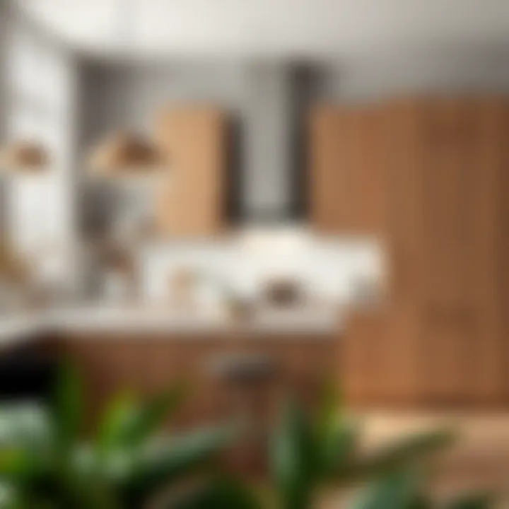 Trendy kitchen with assembled cabinets