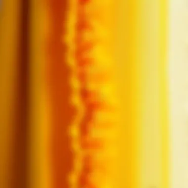 Close-up of yellow ruffle curtain fabric texture